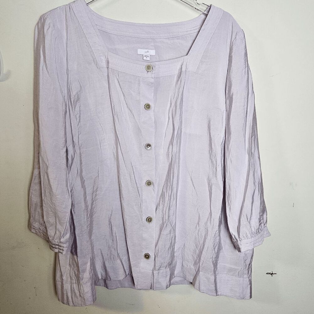 J Jill Square Neck Modal 3/4 Sleeve Button Front Blouse 187641 Women's Light Pur